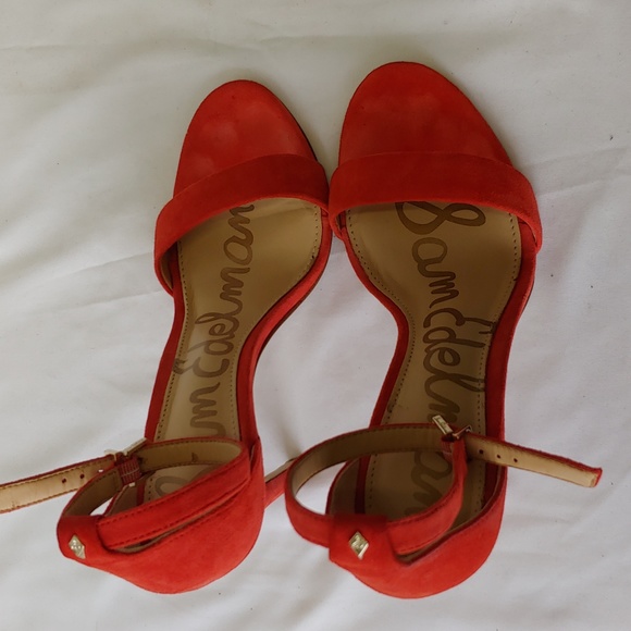 Sam Edelman Red Suede High Heels Size 5 - Picture 8 of 9